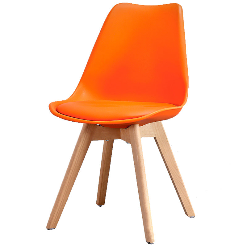 Upholstered Armless Dining Chairs Solid Back Side Chairs with Wood Legs
