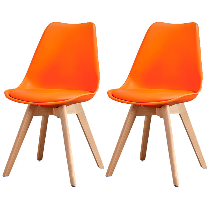 Upholstered Armless Dining Chairs Solid Back Side Chairs with Wood Legs