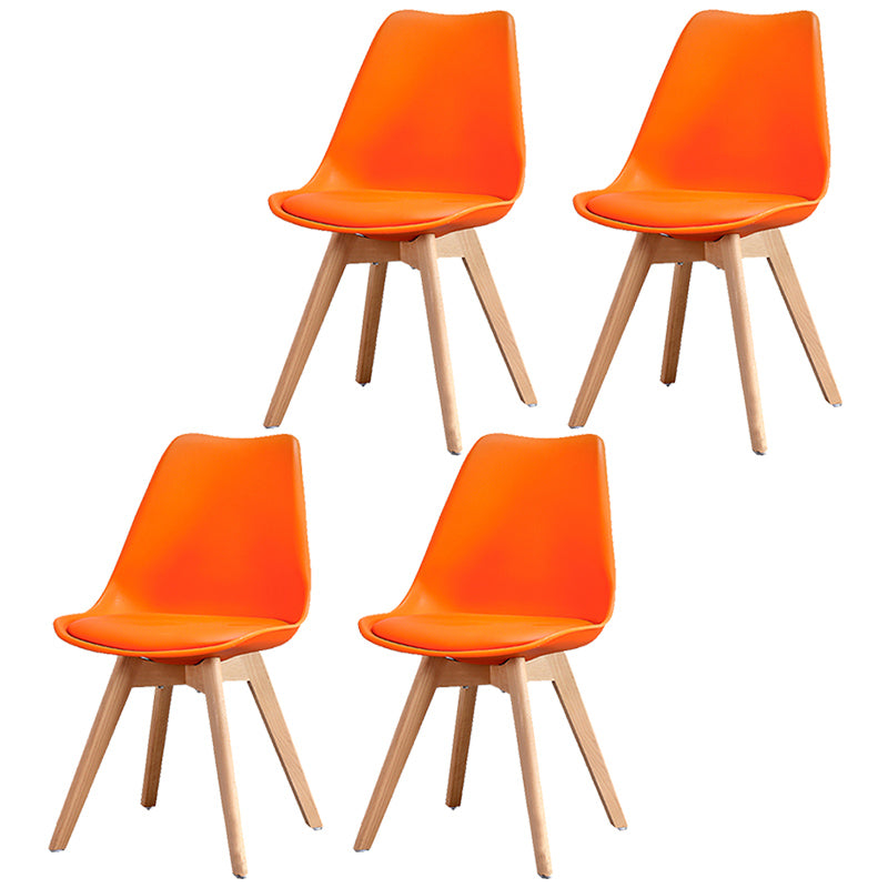 Upholstered Armless Dining Chairs Solid Back Side Chairs with Wood Legs