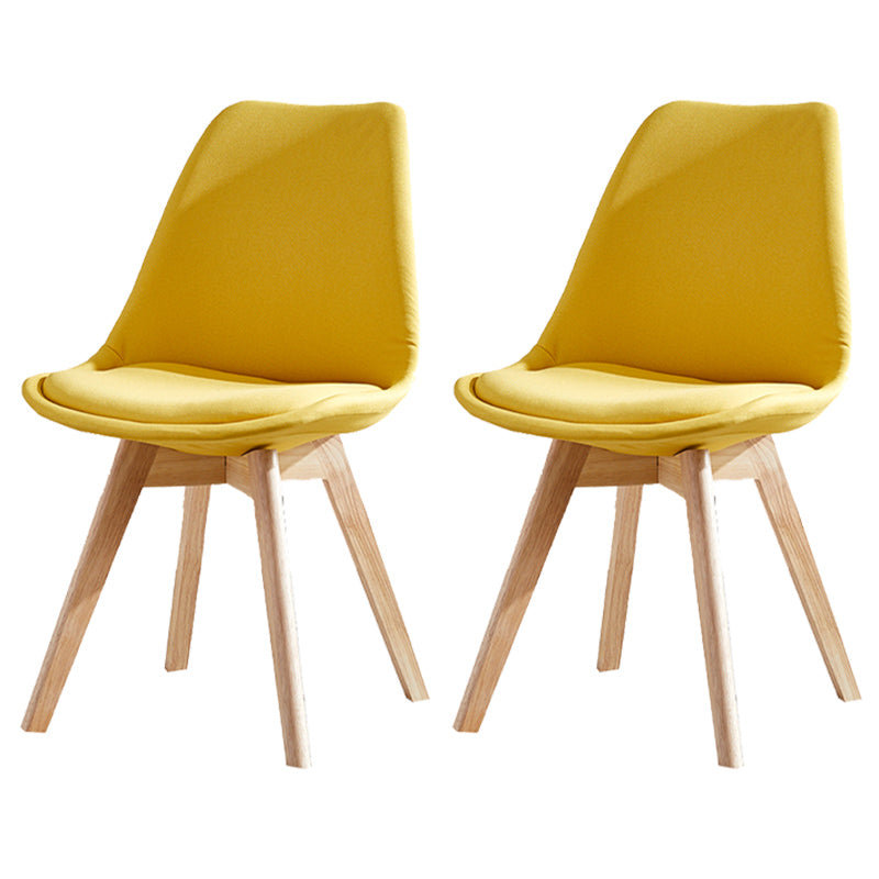 Upholstered Armless Dining Chairs Solid Back Side Chairs with Wood Legs