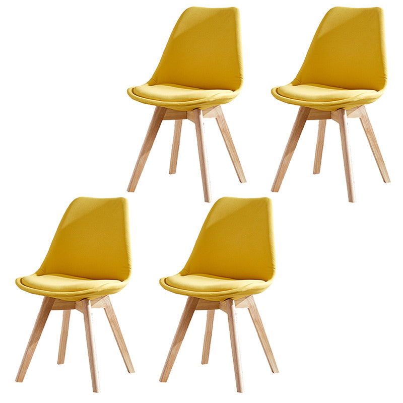 Upholstered Armless Dining Chairs Solid Back Side Chairs with Wood Legs