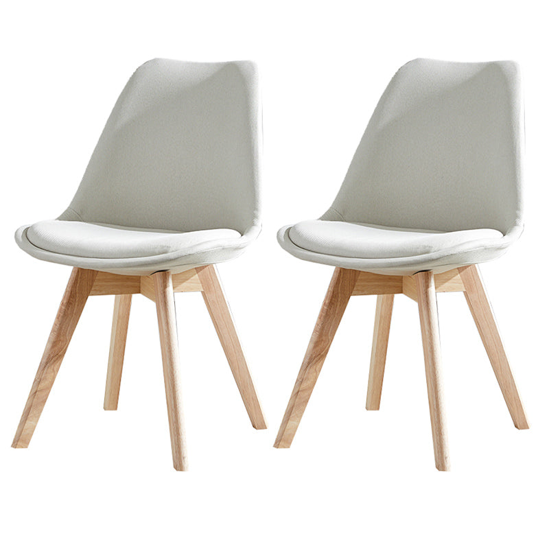 Upholstered Armless Dining Chairs Solid Back Side Chairs with Wood Legs