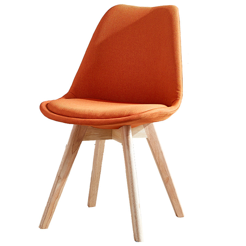 Upholstered Armless Dining Chairs Solid Back Side Chairs with Wood Legs