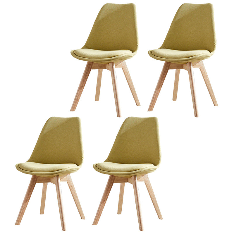 Upholstered Armless Dining Chairs Solid Back Side Chairs with Wood Legs