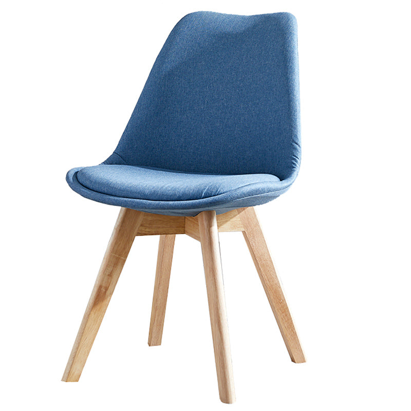 Upholstered Armless Dining Chairs Solid Back Side Chairs with Wood Legs