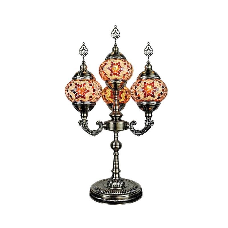 Lampada da tavolo a 4 teste arancione/blu/blu e arancione Lampada da scrivania con candelabri in vetro artistico laminato a mano vintage