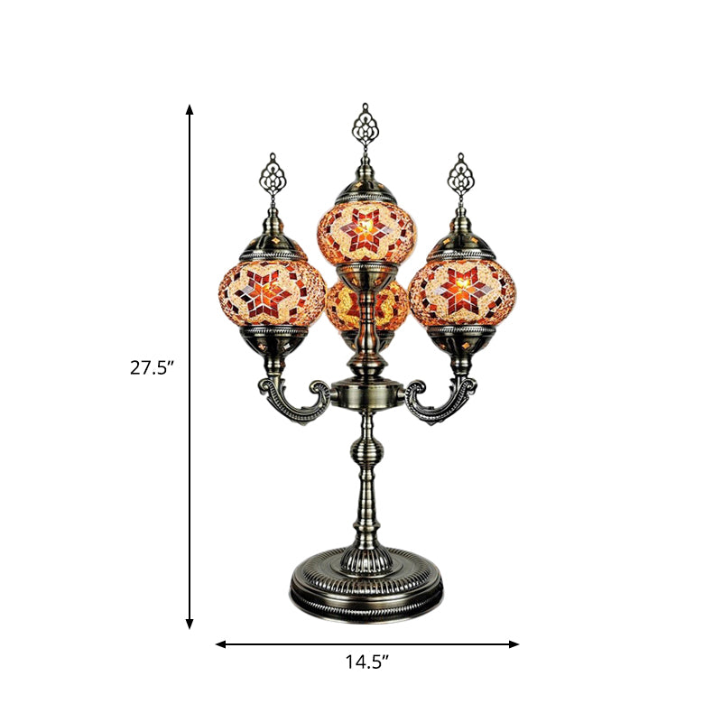 Lampada da tavolo a 4 teste arancione/blu/blu e arancione Lampada da scrivania con candelabri in vetro artistico laminato a mano vintage