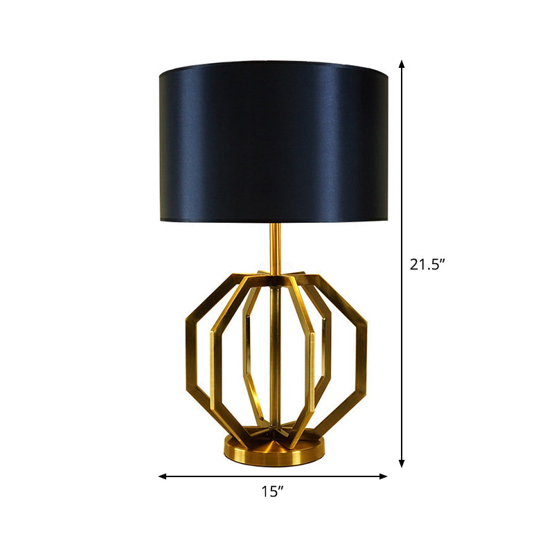 Modernistische gearceerde nachtkastje lampstof 1 lamp leesboek licht in zwart met metalen basis