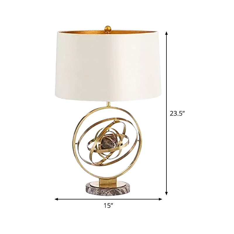 1 hoofd drum bureau licht modernisme stoffen tafellamp in wit met ronde marmeren basis
