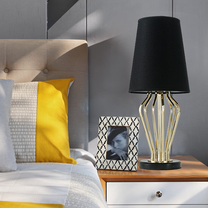 Contemporary 1 Bulb Task Lighting Black Conical Reading Book Light with Fabric Shade