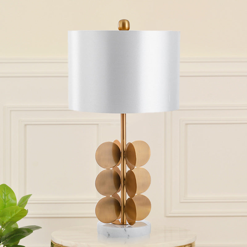 Stoffzylindrische Nachttischlampe zeitgenössische 1 Glühbirne Lesebuch Licht in Weiß