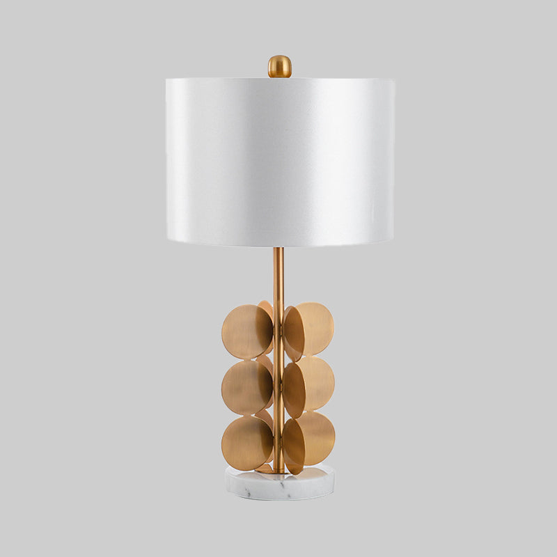 Stoffzylindrische Nachttischlampe zeitgenössische 1 Glühbirne Lesebuch Licht in Weiß