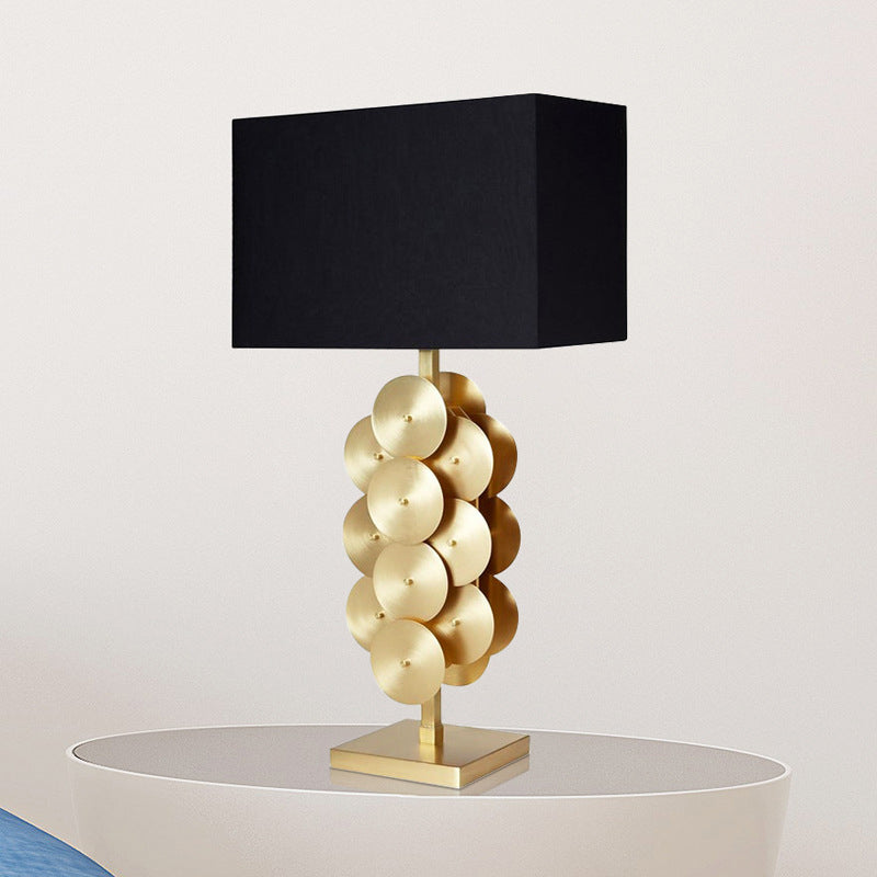 1 Bulb Rectangle Nightstand Lamp Contemporary Fabric Reading Book Light in Black
