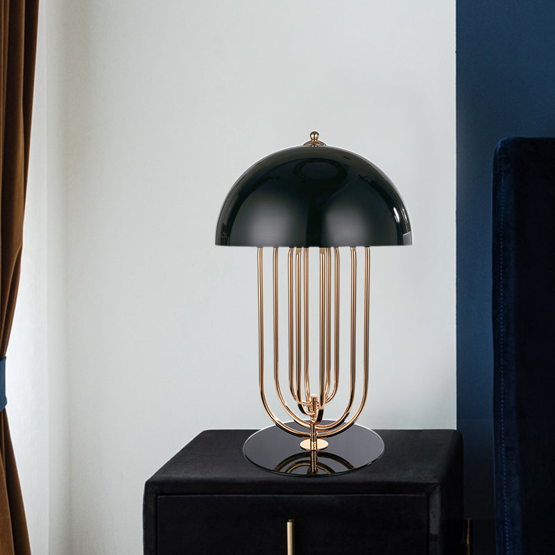 Eigentijdse nachtkastjelamp met 1 lamp, zwarte kom, leesboeklamp met metalen kap