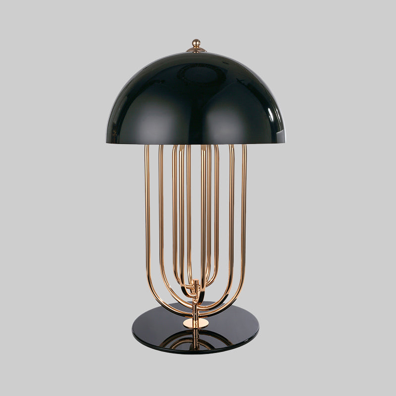 Eigentijdse nachtkastjelamp met 1 lamp, zwarte kom, leesboeklamp met metalen kap