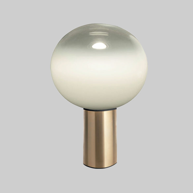 Global Table Light Contemporary White Glass 1 Bulb 6"/10"/14" Wide Brass Nightstand Lamp