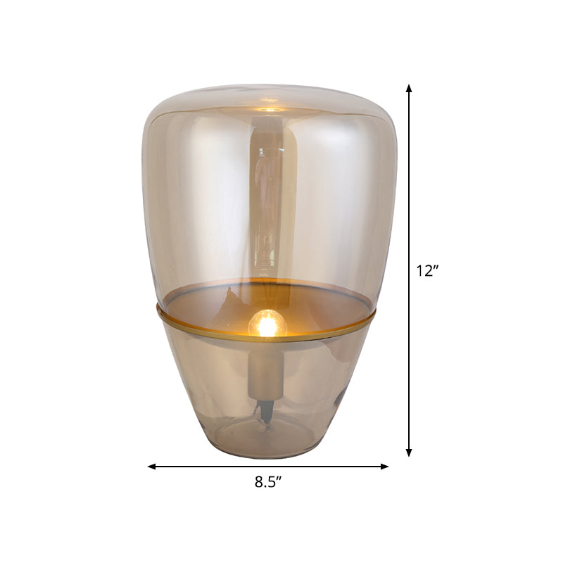 Lampada da comodino in barattolo Contemporanea in vetro cognac da 8,5"/11"/17" di larghezza, 1 lampadina, illuminazione da lavoro per camera da letto