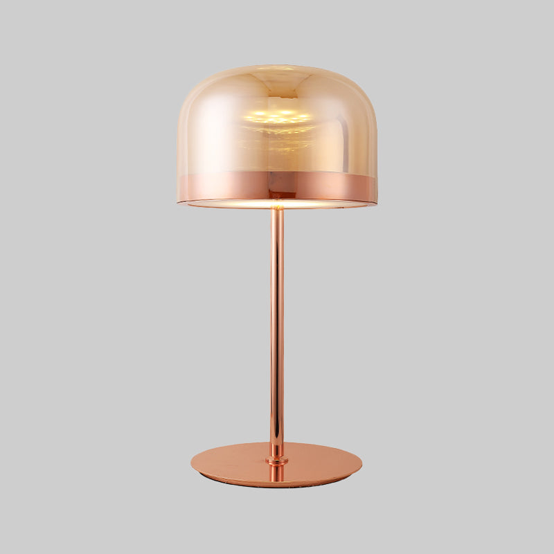 Contemporary 1 Bulb Task Lighting Rose Gold Cylinder Small Desk Lamp with Clear Glass Shade