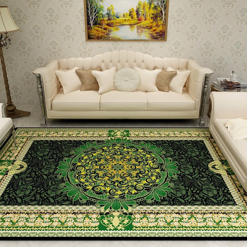 Retro Medallion Printed Carpet Polyester Area Rug Non-Slip Backing Indoor Carpet for Living Room