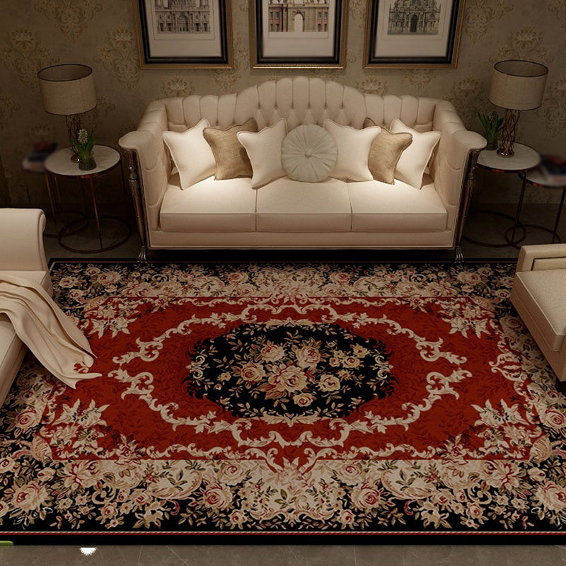 Retro Medallion Printed Carpet Polyester Area Rug Non-Slip Backing Indoor Carpet for Living Room