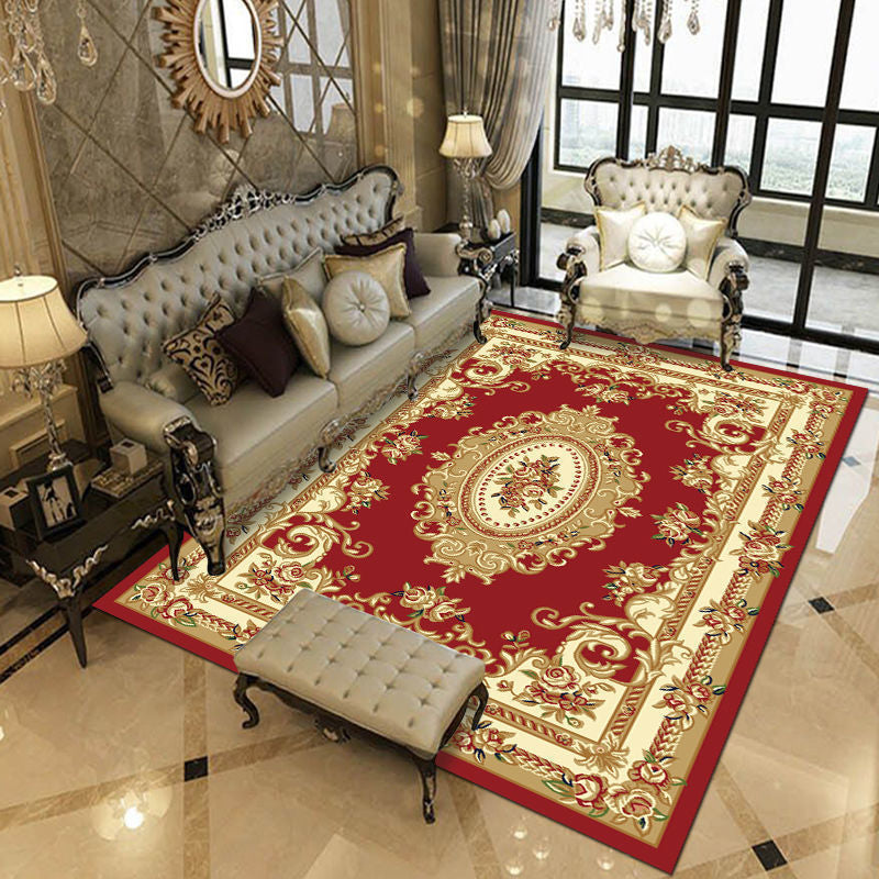 European Indoor Rug Modern Medallion Pattern Area Rug Washable Carpet with Non-Slip Backing