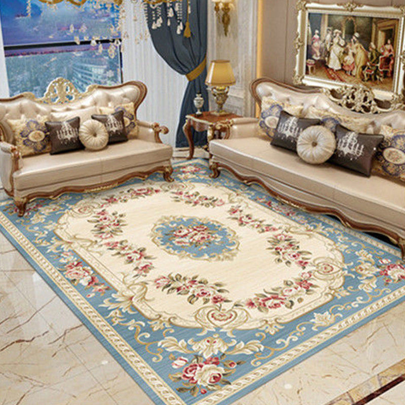 European Indoor Rug Classical Medallion Pattern Polyester Carpet Anti-Slip Area Rug for Home Decor