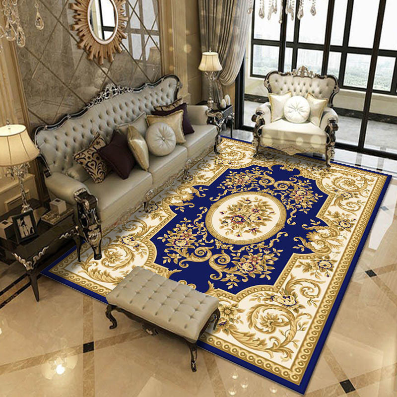 European Indoor Rug Classical Medallion Pattern Polyester Carpet Anti-Slip Area Rug for Home Decor