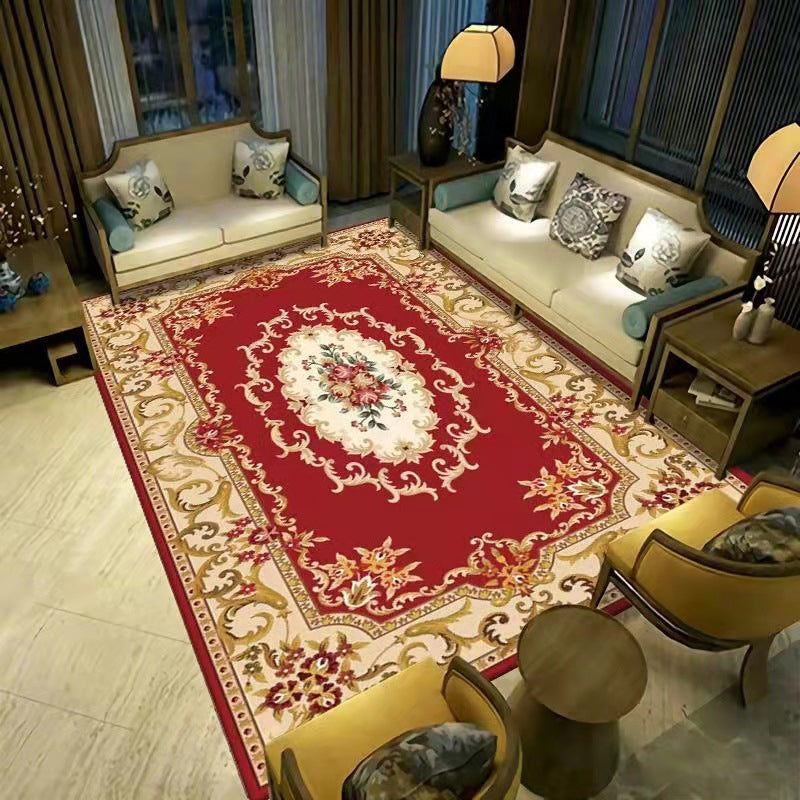 Reclaimed Flower Print Rug Polyester Area Carpet Stain Resistant Indoor Rug for Home Decoration