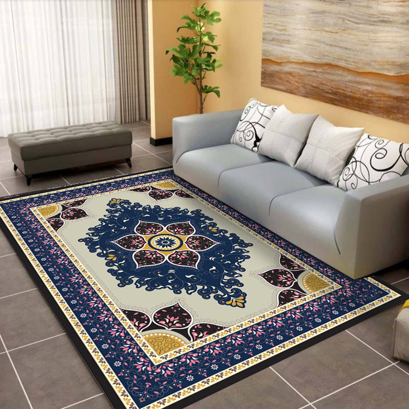 Red Modern Area Carpet Traditonal Pattern Polyester Area Rug Stain Resistant Rug for Home Decor