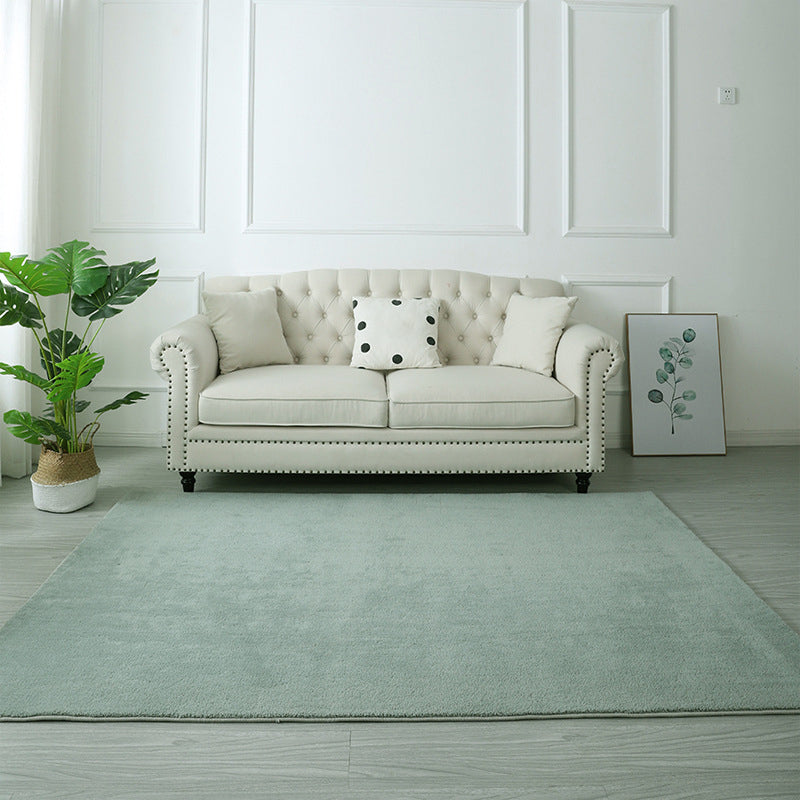 Apricot Simple Rug Polyester Pure Color Rug Non-Slip Backing Rug for Living Room