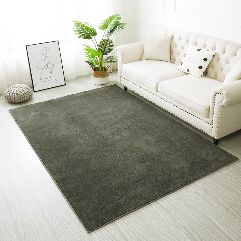 Apricot Simple Rug Polyester Pure Color Rug Non-Slip Backing Rug for Living Room