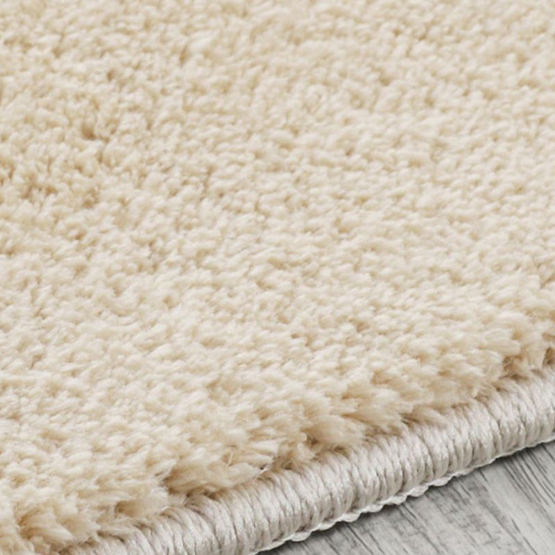 Apricot Simple Rug Polyester Pure Color Rug Non-Slip Backing Rug for Living Room