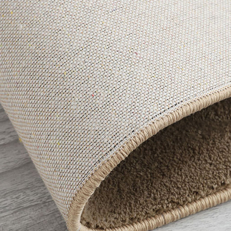 Apricot Simple Rug Polyester Pure Color Rug Non-Slip Backing Rug for Living Room