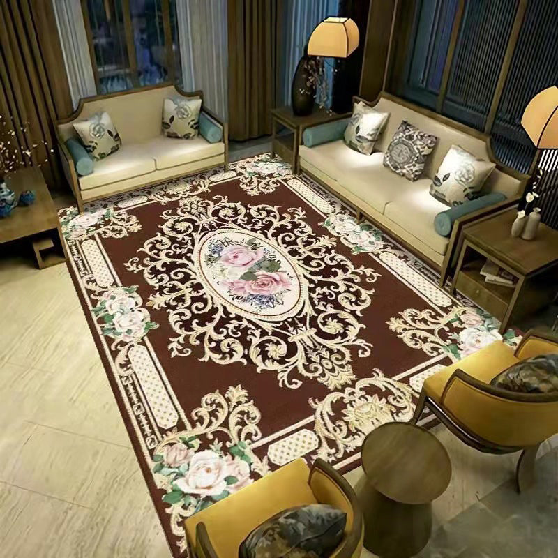 Victoria Floral Design Rug Polyester Area Carpet Non-Slip Backing Indoor Rug for Home Decoration