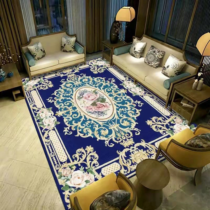 Victoria Floral Design Rug Polyester Area Carpet Non-Slip Backing Indoor Rug for Home Decoration