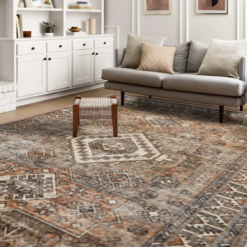 Blue Traditional Area Carpet Graphic Pattern Polyester Area Rug Anti-Slip Rug for Home Decor