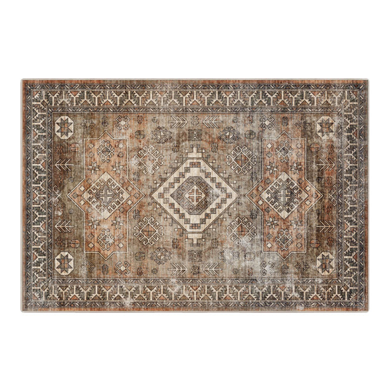 Blue Traditional Area Carpet Graphic Pattern Polyester Area Rug Anti-Slip Rug for Home Decor