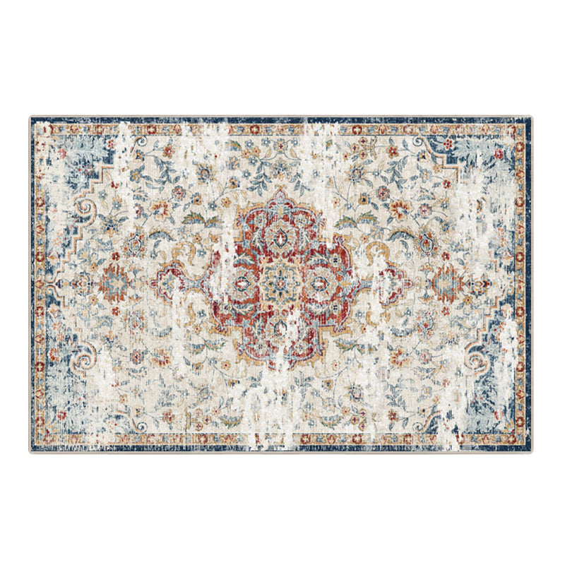 Blue Traditional Area Carpet Graphic Pattern Polyester Area Rug Anti-Slip Rug for Home Decor