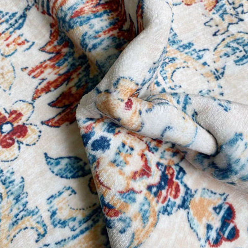 Blue Traditional Area Carpet Graphic Pattern Polyester Area Rug Anti-Slip Rug for Home Decor