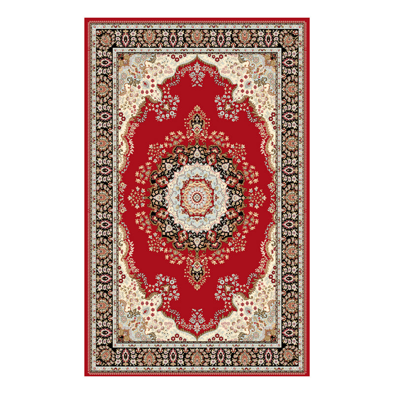 Traditonal Brown Rug Polyester Graphic Pattern Area Rug Stain Resistant Carpet for Home Decor