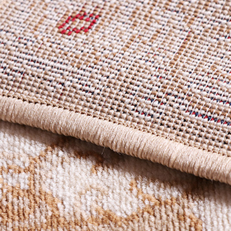 Beige Modern Area Rug European Style Pattern Carpet Polyester Anti-Slip Backing Rug for Home Decor