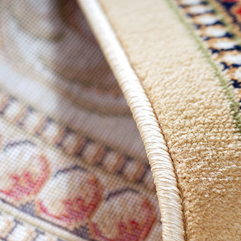 Beige Modern Area Rug European Style Pattern Carpet Polyester Anti-Slip Backing Rug for Home Decor