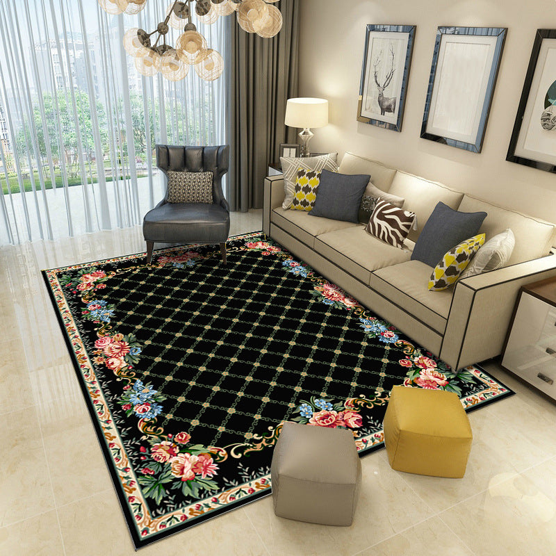 Classic European Area Rug Modern Medallion Pattern Indoor Rug Washable Carpet with Non-Slip Backing