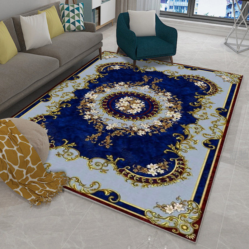 Classic European Area Rug Modern Medallion Pattern Indoor Rug Washable Carpet with Non-Slip Backing