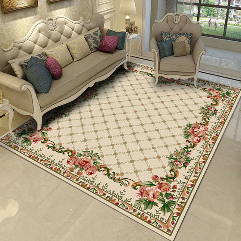 Classic European Area Rug Modern Medallion Pattern Indoor Rug Washable Carpet with Non-Slip Backing