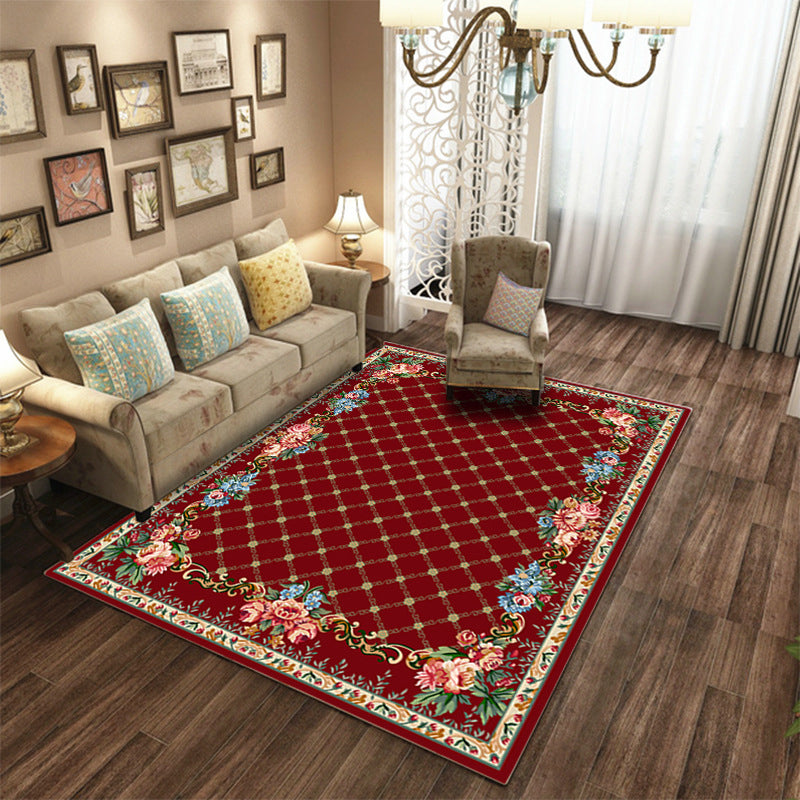 Classic European Area Rug Modern Medallion Pattern Indoor Rug Washable Carpet with Non-Slip Backing