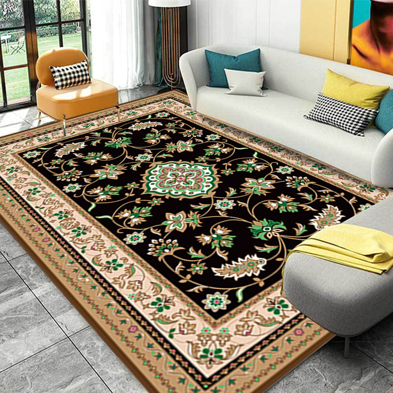 Traditional Medallion Pattern Carpet Polyester Area Rug Non-Slip Backing Area Carpet for Living Room