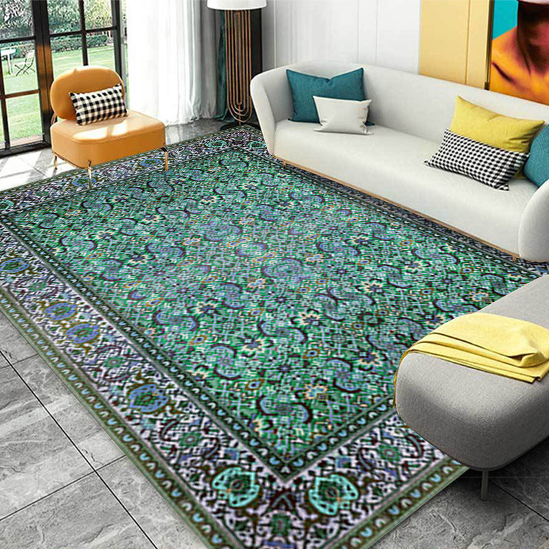 Traditional Medallion Pattern Carpet Polyester Area Rug Non-Slip Backing Area Carpet for Living Room