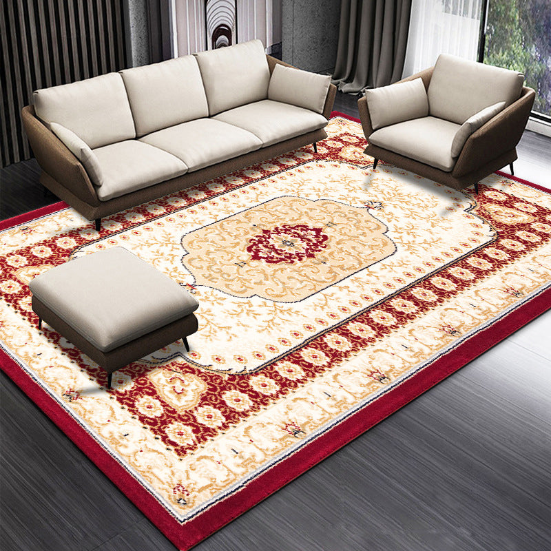 Traditional Medallion Pattern Carpet Polyester Area Rug Non-Slip Backing Area Carpet for Living Room