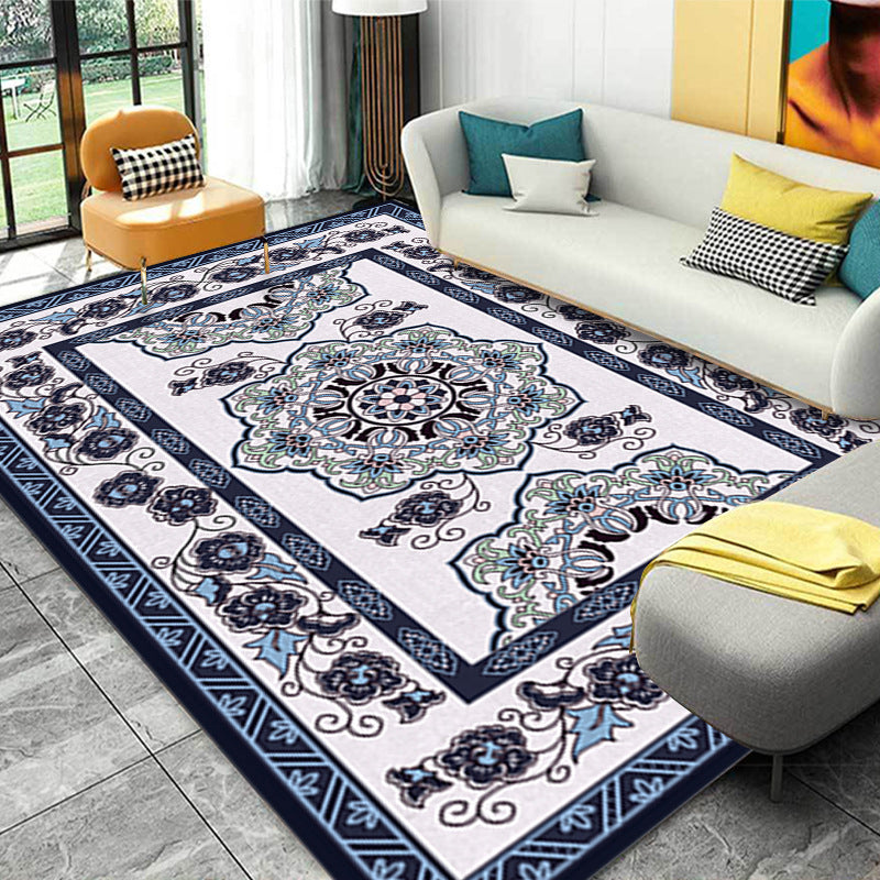 Traditional Medallion Pattern Carpet Polyester Area Rug Non-Slip Backing Area Carpet for Living Room